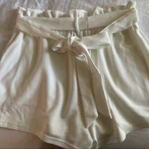 Cream Paper Bag Shorts